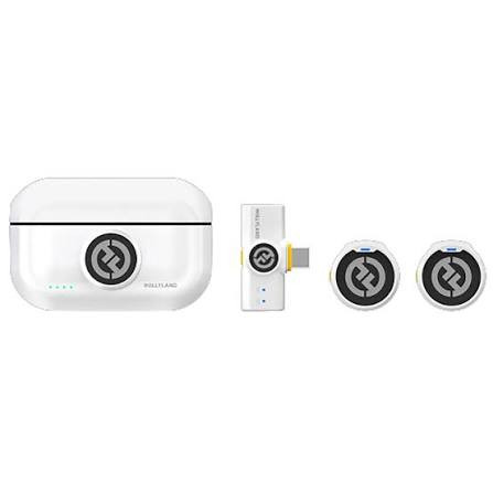 میکروفون یقه ای بی سیم سفید Hollyland LARK M2 DUO 2 Wireless Microphone white